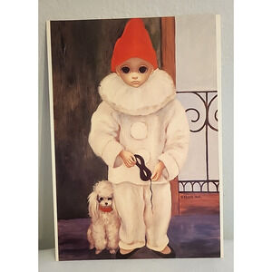 VTG BIG EYES 1964 & 1985 Margaret Keane "MY FIRST PARTY" Note Card NOS 5x7 inch